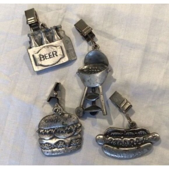 Pizzazz Pewter Tablecloth Weighted Clip on Holders Set of 4 Picnic BBQ Cookout - Picture 4 of 4